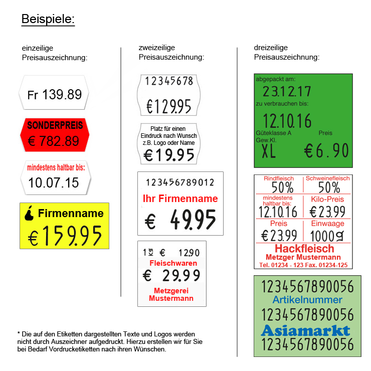 Unterschiedlich viele Druckzeilen bei Preisauszeichnern.