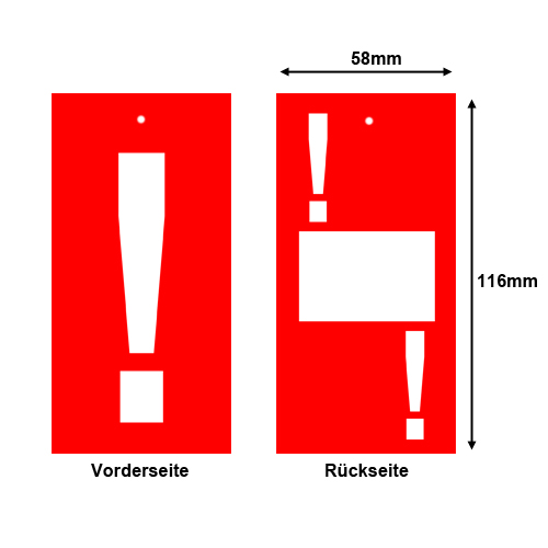 Aktions-Etiketten zum Anhängen - Motiv: ! Ausrufezeichen im Format 58x116mm