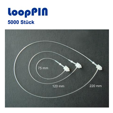 Sicherheitsfäden LoopPin (PP) 75mm, 125mm oder 225mm Textil Auszeichnung ohne Etikettierpistole