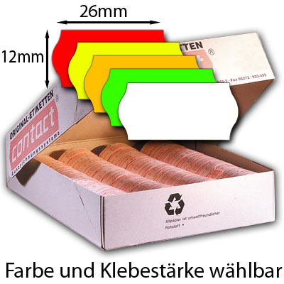 Preisetiketten 26x12mm Etiketten mit gewölbtem Rand