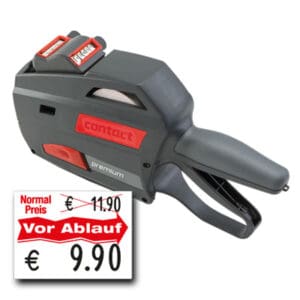 Preisauszeichner für reduzierte Ware vor Ablaufdatum, contact premium 3728 1206 B, für 37x28mm Ablaufdatum Etiketten