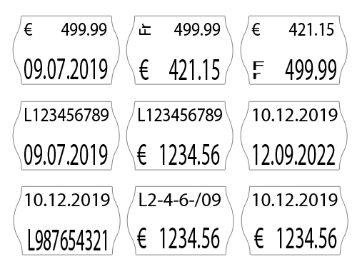 Diese Stempelabdrucke ermöglicht unser C2516 Etikettiergerät.