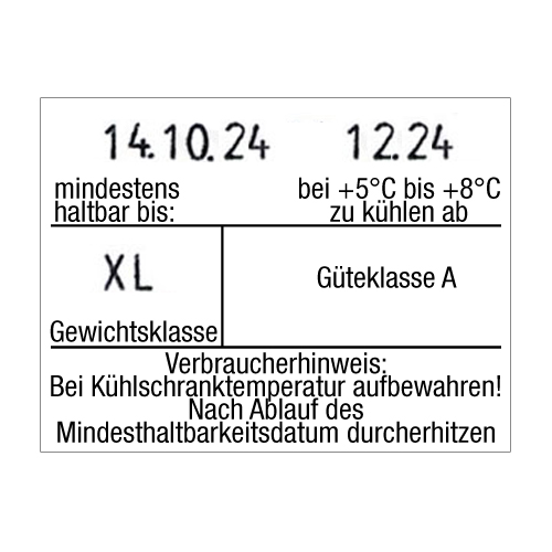 bestempeltes Etikett für Eierschachteln