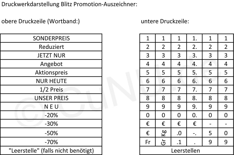 Blitz Promo Auszeichner Druckwerkdarstellung