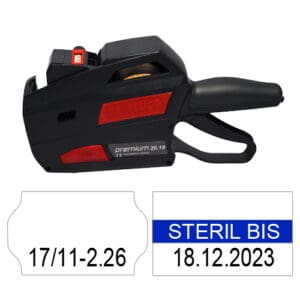 Datum Auszeichner 10 Zeichen unten auf 32x19mm Etiketten