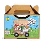 Etikett für Eier Tragebox - Motiv Mobilstall Cartoon Svenner