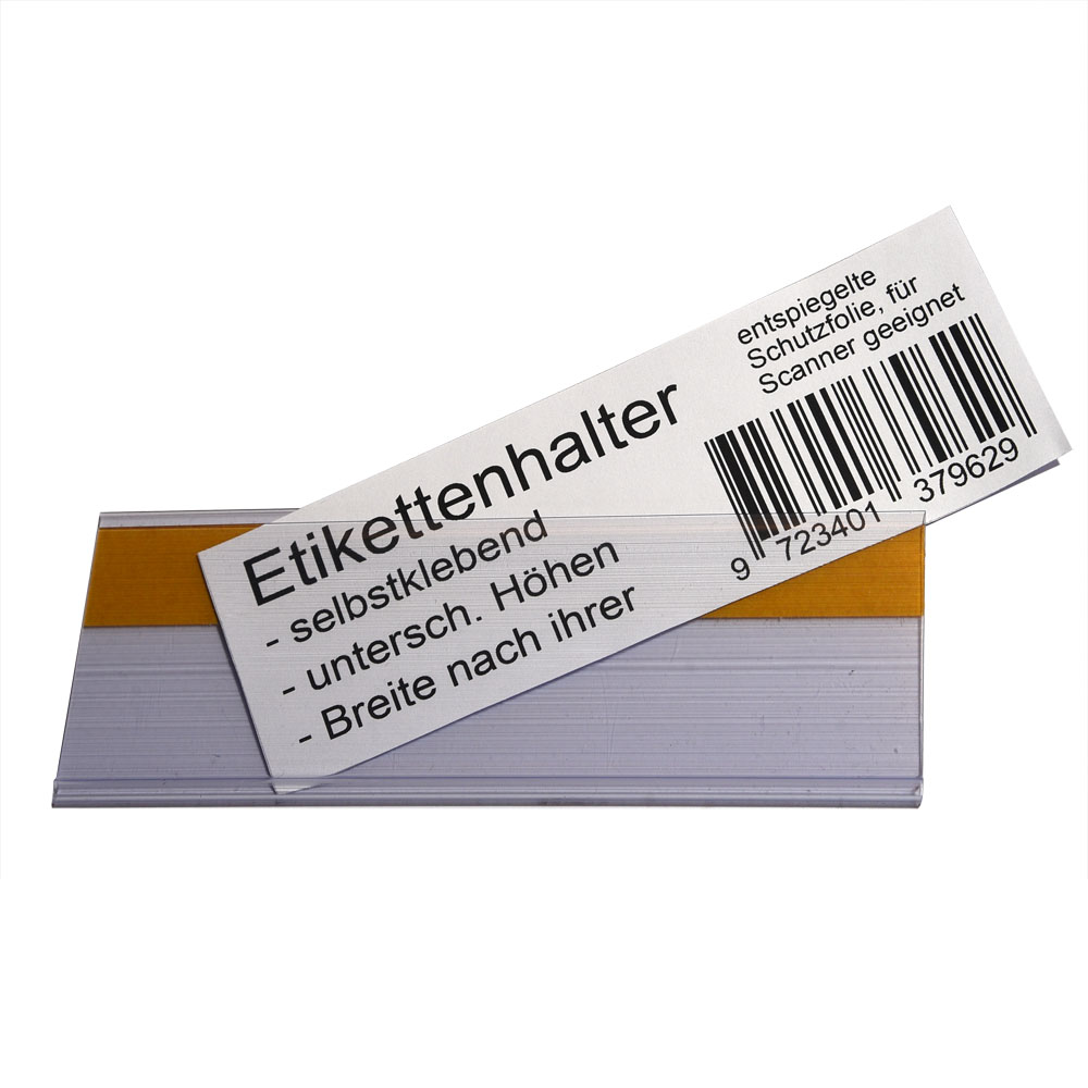 NEU 10 selbstklebende Etikettenhalter für Einstecketiketten Scannerschiene 