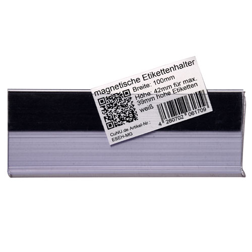 Magnetische Etikettenhalter für Einstecketiketten 100 mm Breit/Tickethalter/Etiketten Halter 18 mm Höhe, Transparent, 10 Stück 