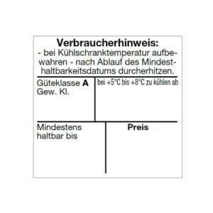 Eierverordnungsetiketten 29x28mm mit Verbraucherhinweis, Mindesthaltbarkeitsdatum Gewichtsklasse