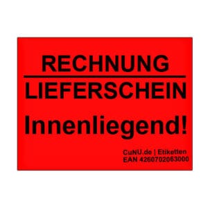 RECHNUNG LIEFERSCHEIN Innenliegend!