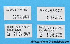 Etiketten für Batchnummer und Verfallsdatum
