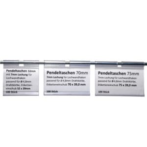 Pendeltaschen nebeneinander auf 4,8mm Drahtkorb