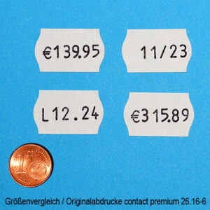 Originalabdrucke des Druckwerkdarstellung des Preisauszeichner contact premium 26.16-6