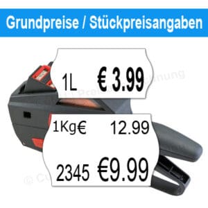 Preisauszeichner für Grundpreise und Stückpreisangaben