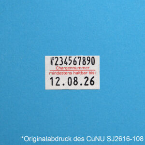 Stempelabdruck - abfotografiert, Chargennummer MIndesthaltbarkeitsdatum