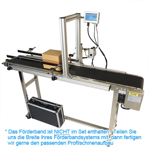 KS1 Drucksystem mit Systemprofilen am Förderband montiert